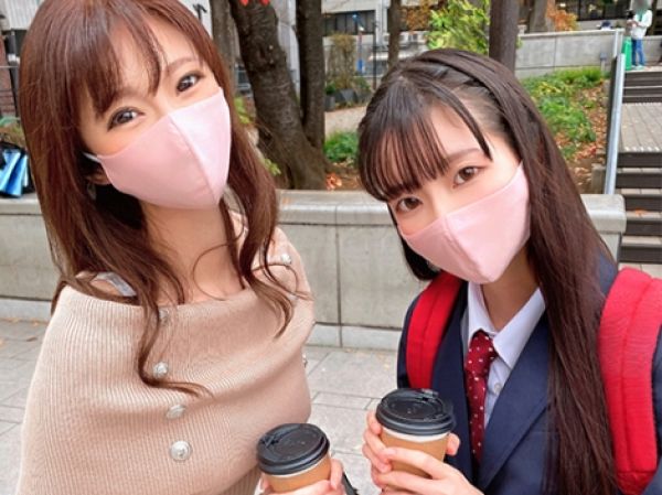 【年の差姉妹の禁断プレイ】 街角で見つけた美少女と美熟女！ 姉のチンポ狂いっぷりに妹も大興奮♡